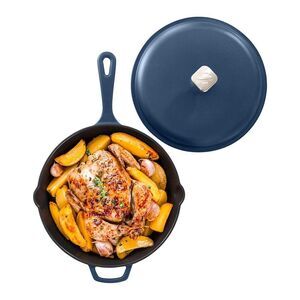 Dash Zakarian 4.5Qt Cast Iron Deep Skillet, Blue